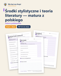Środki stylistyczne i teoria literatury, matura — 9 kart PDF z kluczem — okładka