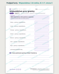 Województwa i ich stolice, kl. 4–7 — 9 kart pracy PDF z kluczem — podgląd karty, strona 5