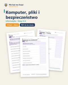 Komputer, pliki i bezpieczeństwo, kl. 4–6 — 10 kart PDF z kluczem — okładka
