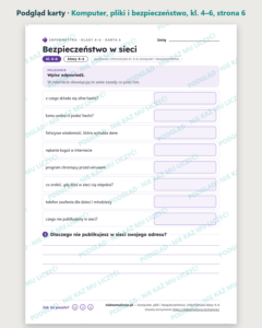 Komputer, pliki i bezpieczeństwo, kl. 4–6 — 10 kart PDF z kluczem — podgląd karty, strona 6