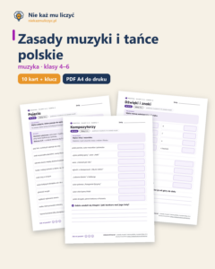 Zasady muzyki i tańce polskie, muzyka kl. 4–6 — 10 kart PDF z kluczem — okładka