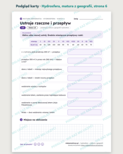 Hydrosfera — matura z geografii — 10 kart PDF z kluczem — podgląd karty, strona 6