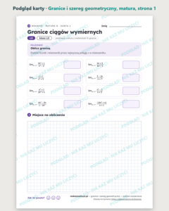 Granice i szereg geometryczny, matura z matematyki — 8 kart PDF — podgląd karty, strona 1