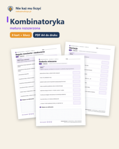 Kombinatoryka — matura z matematyki — 8 kart PDF z kluczem — okładka