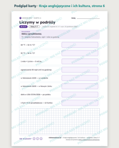 Kraje anglojęzyczne i ich kultura — angielski, klasy 5–7, 10 kart PDF — podgląd karty, strona 6