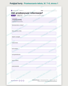 Przetwarzanie tekstu — angielski, klasy 7–8, 10 kart PDF — podgląd karty, strona 1