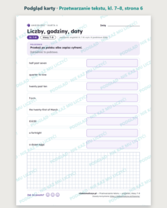 Przetwarzanie tekstu — angielski, klasy 7–8, 10 kart PDF — podgląd karty, strona 6