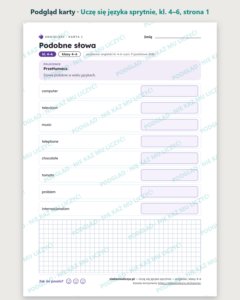 Uczę się języka sprytnie — angielski, klasy 4–6, 10 kart PDF — podgląd karty, strona 1