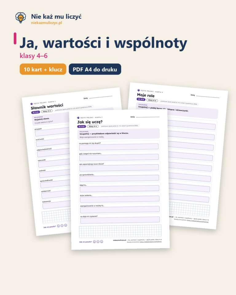 Ja, wartości i wspólnoty — polski, klasy 4–6, 10 kart PDF — okładka