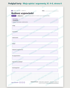 Moja opinia i argumenty — polski, klasy 4–6, 10 kart PDF — podgląd karty, strona 6
