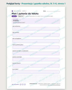 Prezentacja i gazetka szkolna — polski, klasy 5–6, 10 kart PDF — podgląd karty, strona 1
