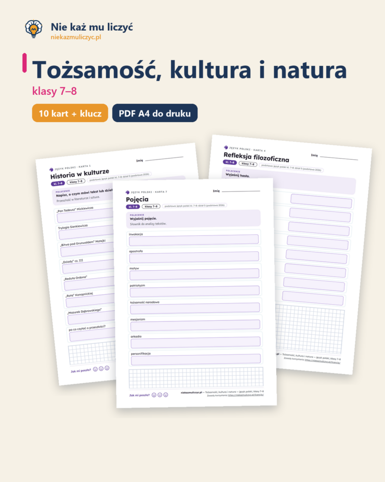 Tożsamość, kultura i natura — polski, klasy 7–8, 10 kart PDF — okładka