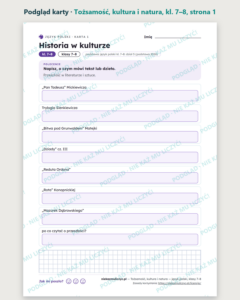 Tożsamość, kultura i natura — polski, klasy 7–8, 10 kart PDF — podgląd karty, strona 1