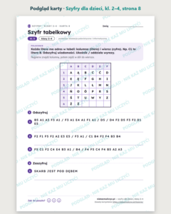 Szyfry dla dzieci, klasy 2–4 — 14 kart PDF z kluczem — podgląd karty, strona 8