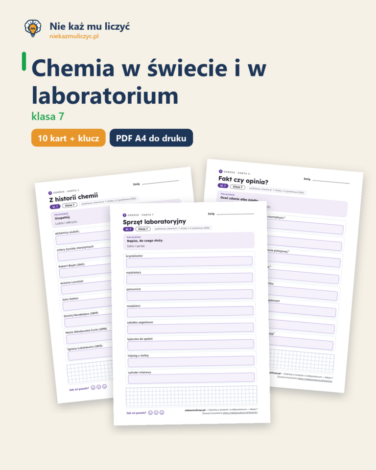 Chemia w świecie i w laboratorium — chemia, klasa 7, 10 kart PDF — okładka