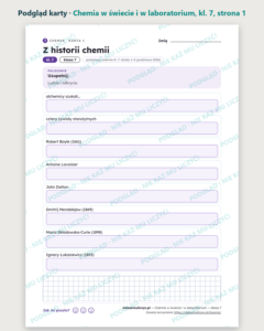 Chemia w świecie i w laboratorium — chemia, klasa 7, 10 kart PDF — podgląd karty, strona 1