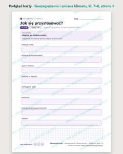 Geozagrożenia i zmiana klimatu — geografia, klasy 7–8, 10 kart PDF — podgląd karty, strona 6