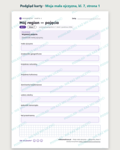 Moja mała ojczyzna — geografia, klasa 7, 10 kart PDF — podgląd karty, strona 1