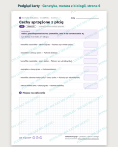 Genetyka — matura z biologii — 10 kart PDF z kluczem — podgląd karty, strona 6