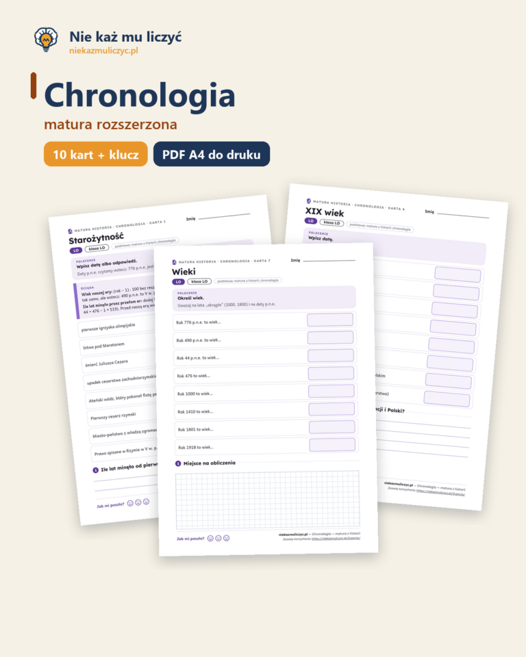 Chronologia — matura z historii — 10 kart PDF z kluczem — okładka