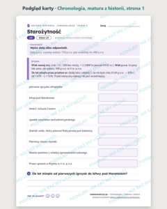 Chronologia — matura z historii — 10 kart PDF z kluczem — podgląd karty, strona 1