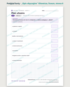 „Opis obyczajów” Kitowicza — karty do lektury, liceum, 10 kart PDF — podgląd karty, strona 6