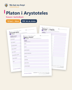 Platon i Arystoteles — karty do lektury, liceum, 10 kart PDF — okładka