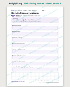 Białka i cukry — matura z chemii — 10 kart PDF z kluczem — podgląd karty, strona 6