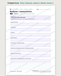Estry i tłuszcze — matura z chemii — 10 kart PDF z kluczem — podgląd karty, strona 1
