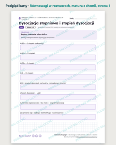 Równowagi w roztworach — matura z chemii — 10 kart PDF z kluczem — podgląd karty, strona 1