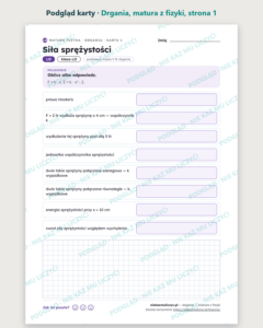 Drgania — matura z fizyki — 10 kart PDF z kluczem — podgląd karty, strona 1