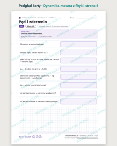 Dynamika — matura z fizyki — 10 kart PDF z kluczem — podgląd karty, strona 6
