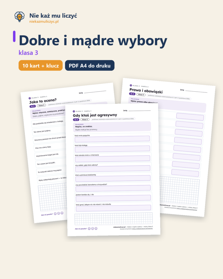 Dobre i mądre wybory — karty pracy, klasa 3, 10 kart PDF — okładka