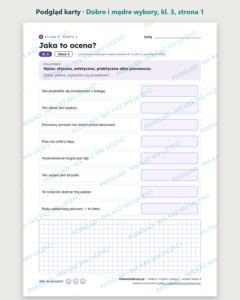Dobre i mądre wybory — karty pracy, klasa 3, 10 kart PDF — podgląd karty, strona 1