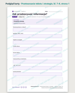 Przetwarzanie tekstu i strategie — niemiecki, klasy 7–8, 10 kart PDF — podgląd karty, strona 1