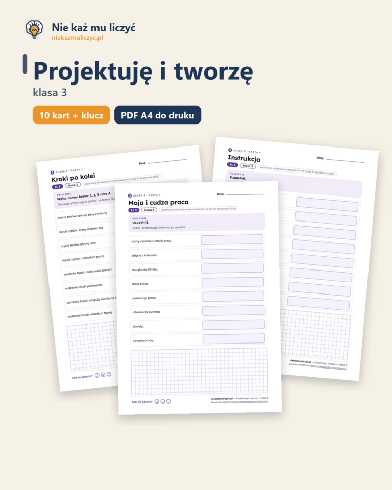 Projektuję i tworzę — karty pracy, klasa 3, 10 kart PDF — okładka