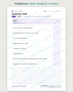 Ruch i zdrowie — karty pracy, klasa 3, 10 kart PDF — podgląd karty, strona 6