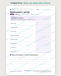 Policzalne i niepoliczalne, angielski klasy 4–6 — 10 kart PDF — podgląd karty, strona 6
