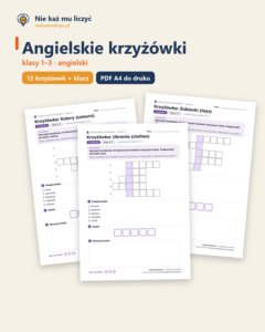 Angielskie krzyżówki dla dzieci, klasy 1–3 — 12 krzyżówek PDF — okładka