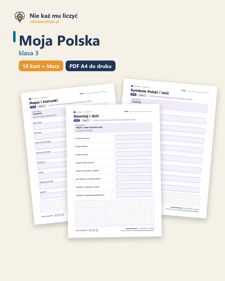 Moja Polska — karty pracy, klasa 3, 10 kart PDF — okładka