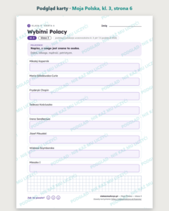 Moja Polska — karty pracy, klasa 3, 10 kart PDF — podgląd karty, strona 6
