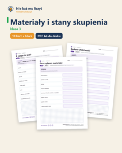 Materiały i stany skupienia — karty pracy, klasa 3, 10 kart PDF — okładka