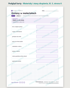Materiały i stany skupienia — karty pracy, klasa 3, 10 kart PDF — podgląd karty, strona 6