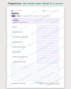 Siły, światło, ciepło i dźwięk — karty pracy, klasa 3, 10 kart PDF — podgląd karty, strona 6