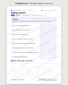 Ekologia, biologia klasa 8 — 10 kart pracy PDF z kluczem — podgląd karty, strona 6
