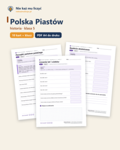 Polska Piastów, historia klasa 5 — 10 kart pracy PDF z kluczem — okładka
