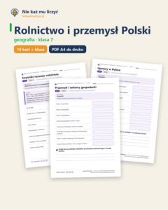 Rolnictwo i przemysł Polski, geografia klasa 7 — 10 kart PDF z kluczem — okładka