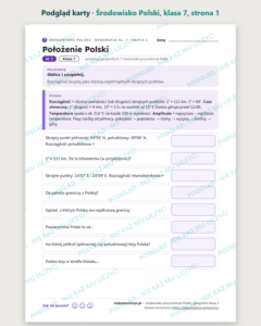 Środowisko przyrodnicze Polski, geografia klasa 7 — 10 kart PDF — podgląd karty, strona 1