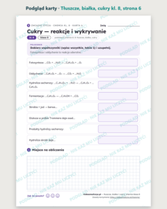 Tłuszcze, białka i cukry, chemia klasa 8 — 10 kart PDF z kluczem — podgląd karty, strona 6