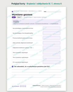 Układ krwionośny i oddechowy, biologia klasa 7 — 10 kart PDF — podgląd karty, strona 6